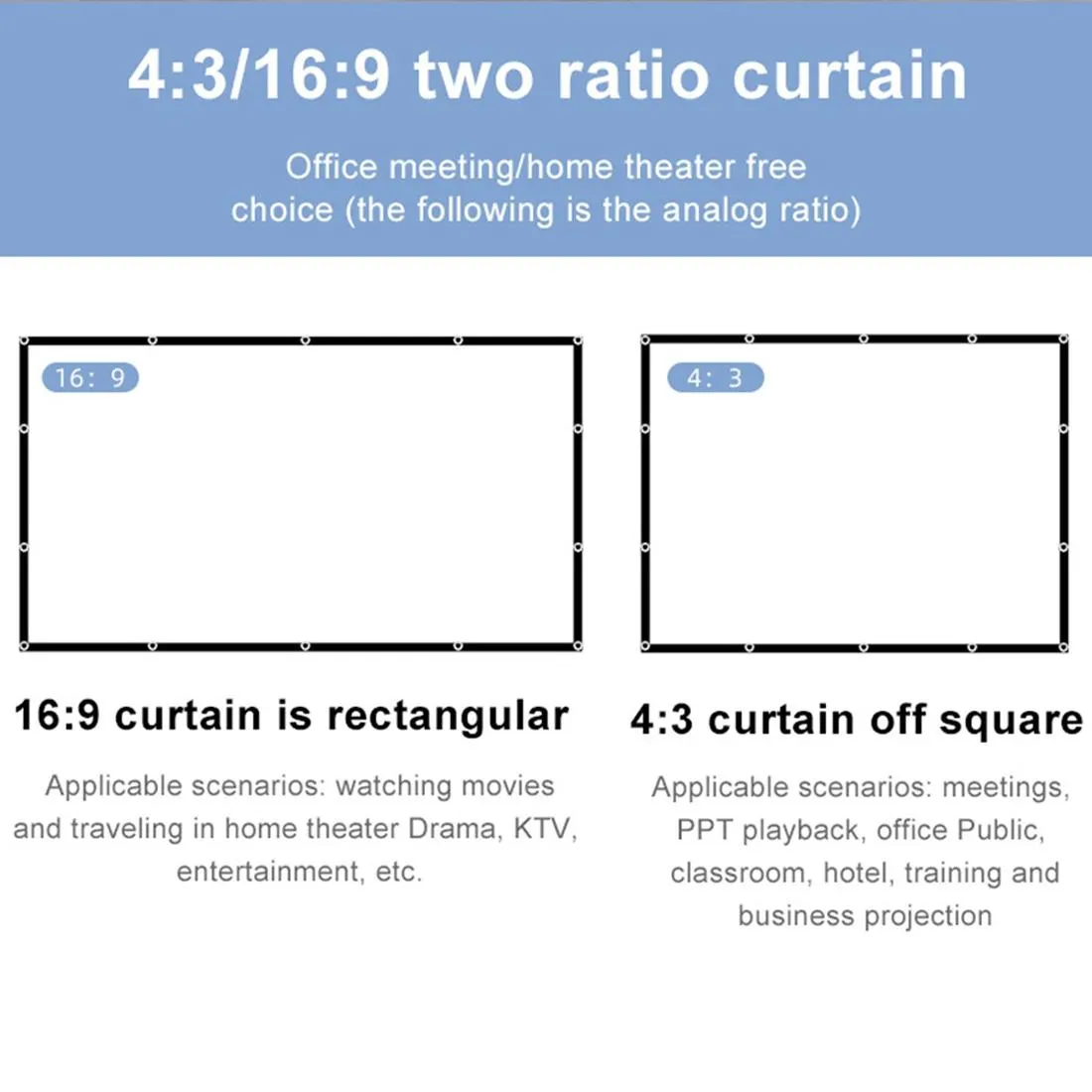 100 Folding Projector Curtain - 4 3 - 203x152cm - Milk Silk Polyester Film