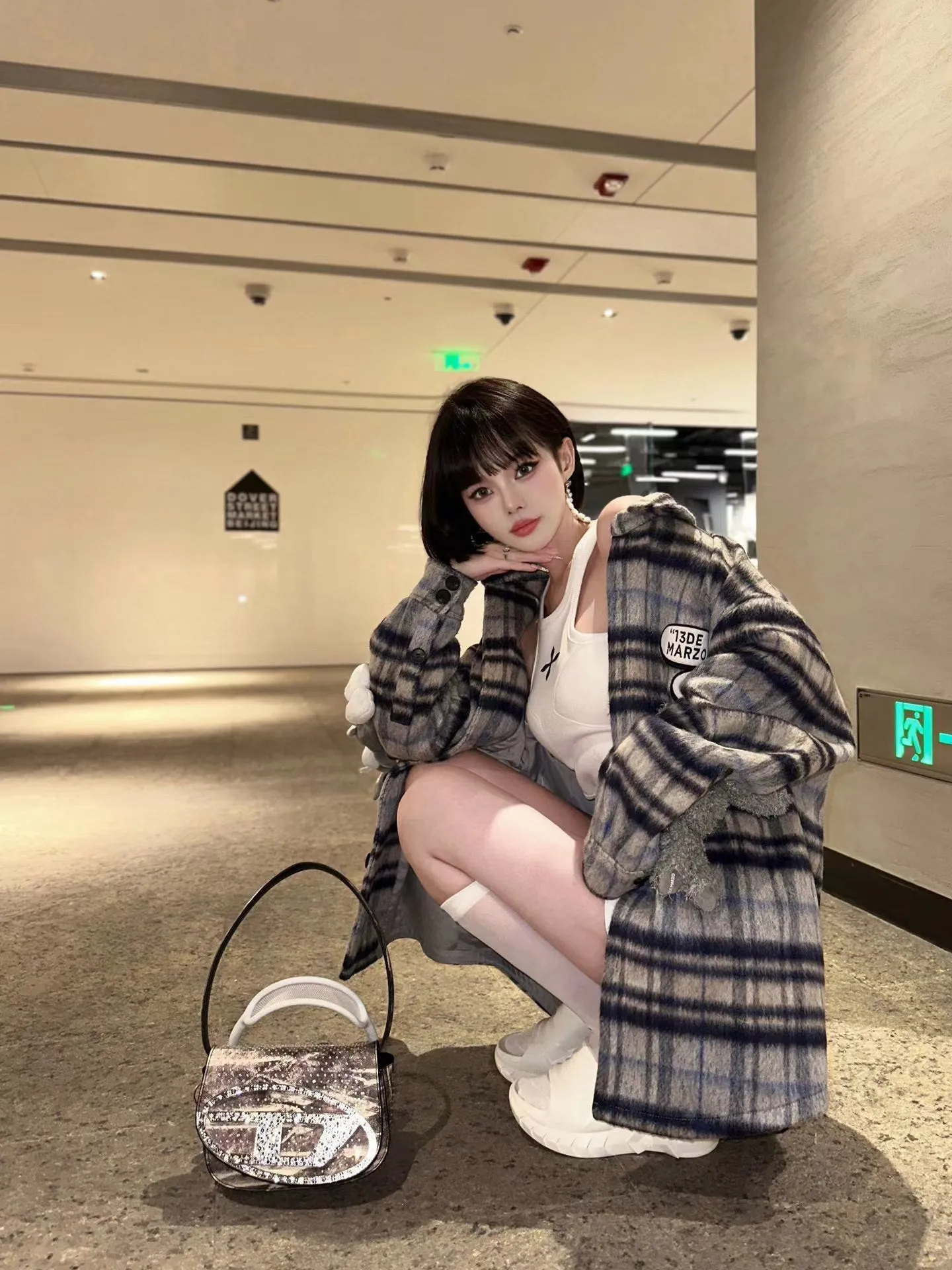 13De Marzo X Looney Tunes Blue Bugs Bunny Plaid Shirt Coat