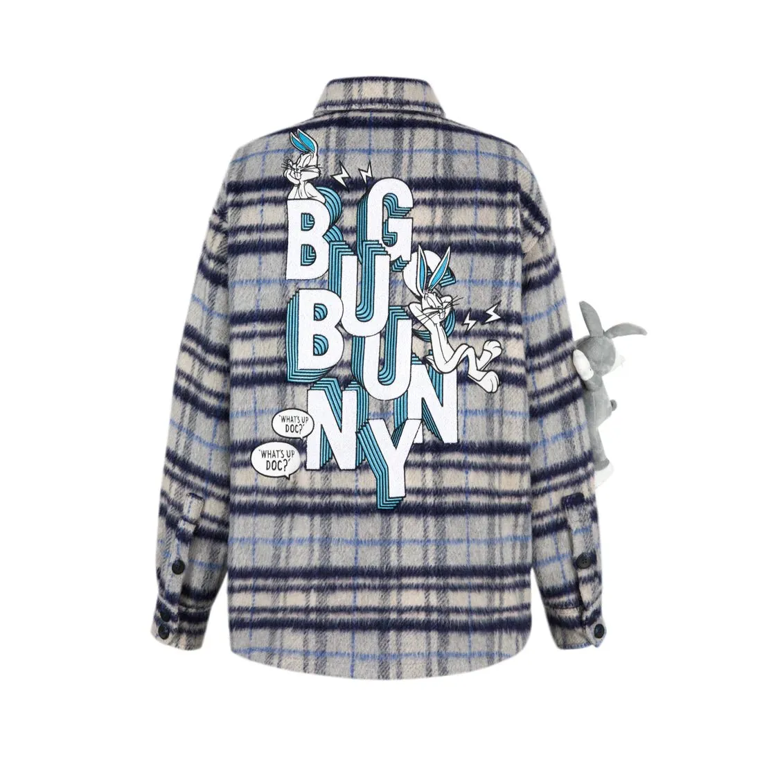 13De Marzo X Looney Tunes Blue Bugs Bunny Plaid Shirt Coat
