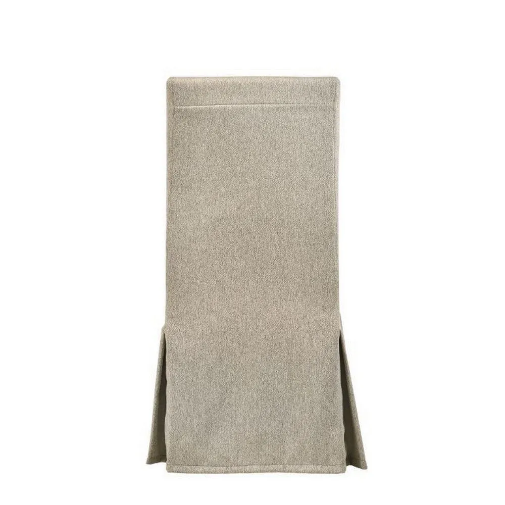 18 Inch Modern Fabric Skirted Dining Chair, Rubberwood, Set of 2, Beige By Casagear Home