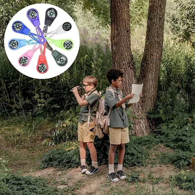 27 Pack Compass for Compass Hiking, 9 Colors, Mini Compass Survival, Small Compass Bulk, Suitable for Gifts, Camping, Hiking, Training, Party Favor Pocket