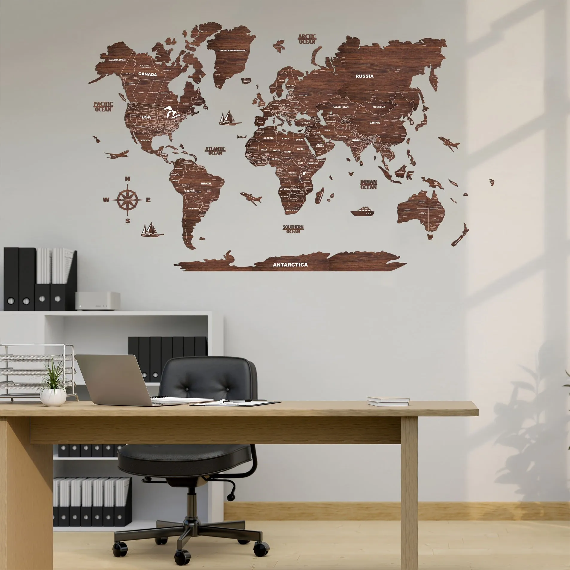 2D Antra Wooden World Map