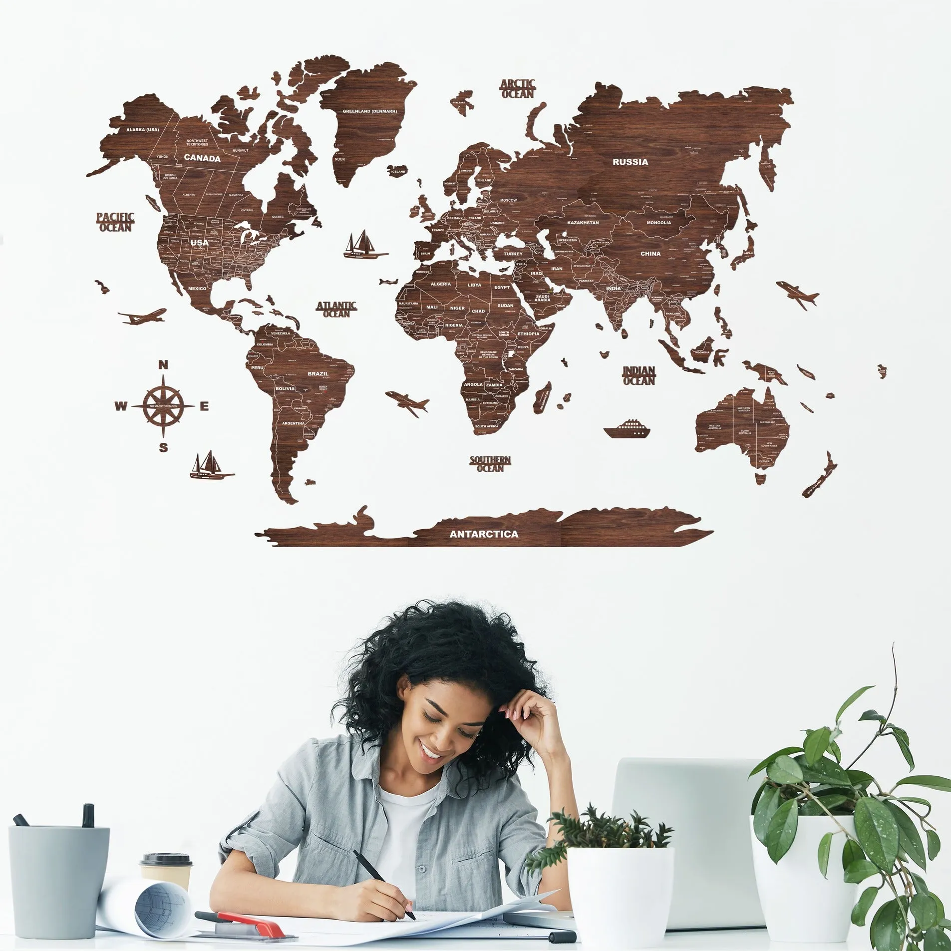 2D Antra Wooden World Map