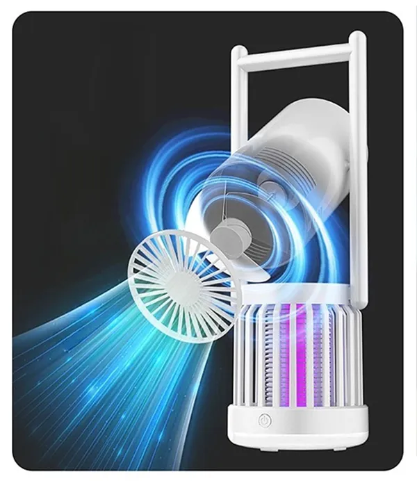 3-in-1 Camping Fan, Mosquito Zapper & Night Light  Portable Outdoor LED Lantern with USB Rechargeable for Outdoor and Indoor