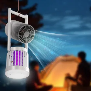 3-in-1 Camping Fan, Mosquito Zapper & Night Light  Portable Outdoor LED Lantern with USB Rechargeable for Outdoor and Indoor