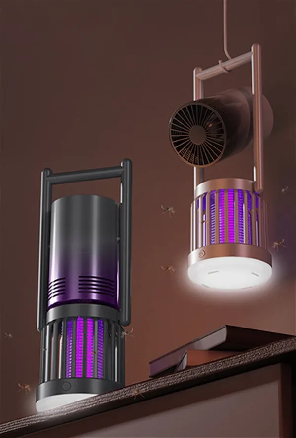 3-in-1 Camping Fan, Mosquito Zapper & Night Light  Portable Outdoor LED Lantern with USB Rechargeable for Outdoor and Indoor