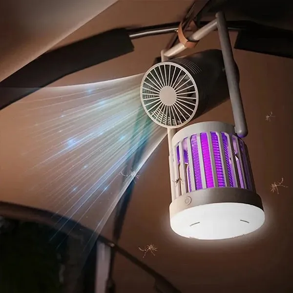 3-in-1 Camping Fan, Mosquito Zapper & Night Light  Portable Outdoor LED Lantern with USB Rechargeable for Outdoor and Indoor