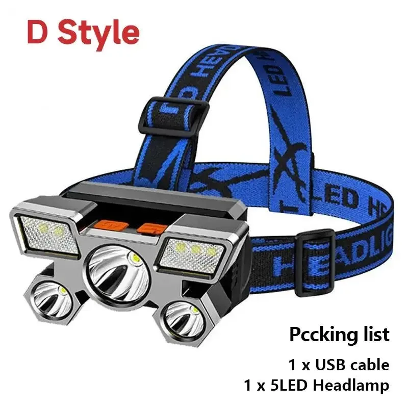 5 Led Rechargeable Flashlight with Built in 18650 Battery Strong Light for Camping Fishing and Adventure