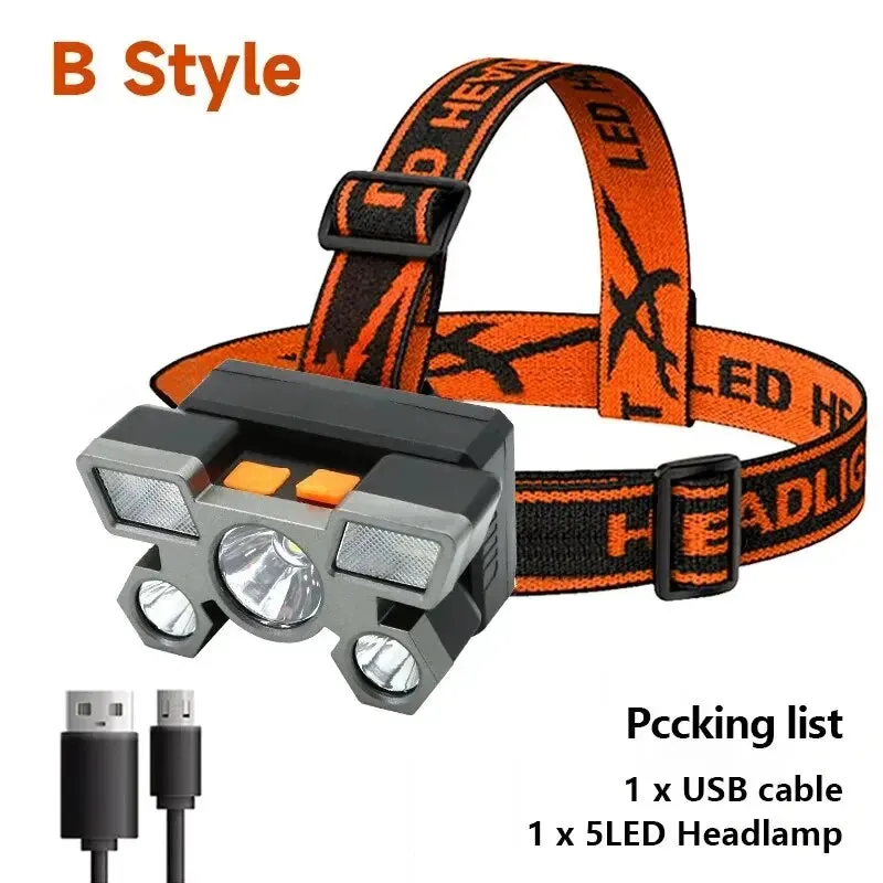 5 Led Rechargeable Flashlight with Built in 18650 Battery Strong Light for Camping Fishing and Adventure