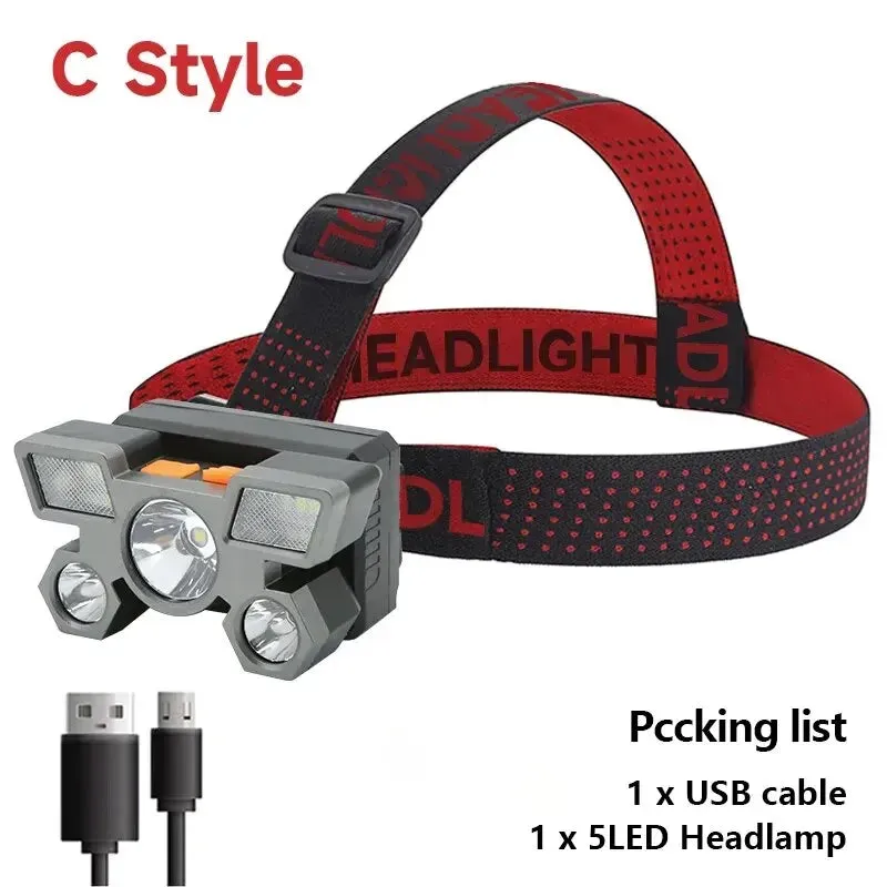 5 Led Rechargeable Flashlight with Built in 18650 Battery Strong Light for Camping Fishing and Adventure
