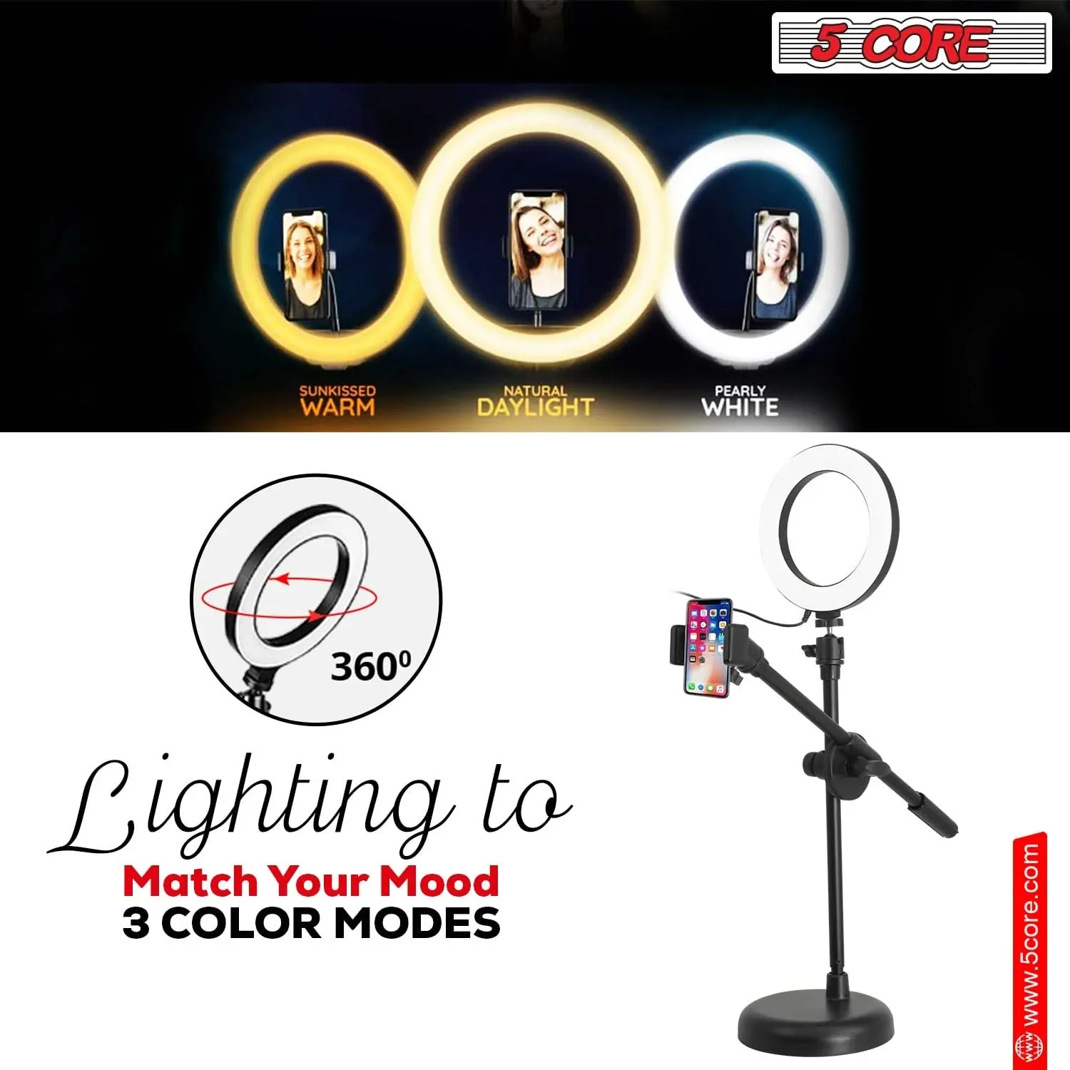6 Inch Ring Light   Cell Phone Adjustable Stand