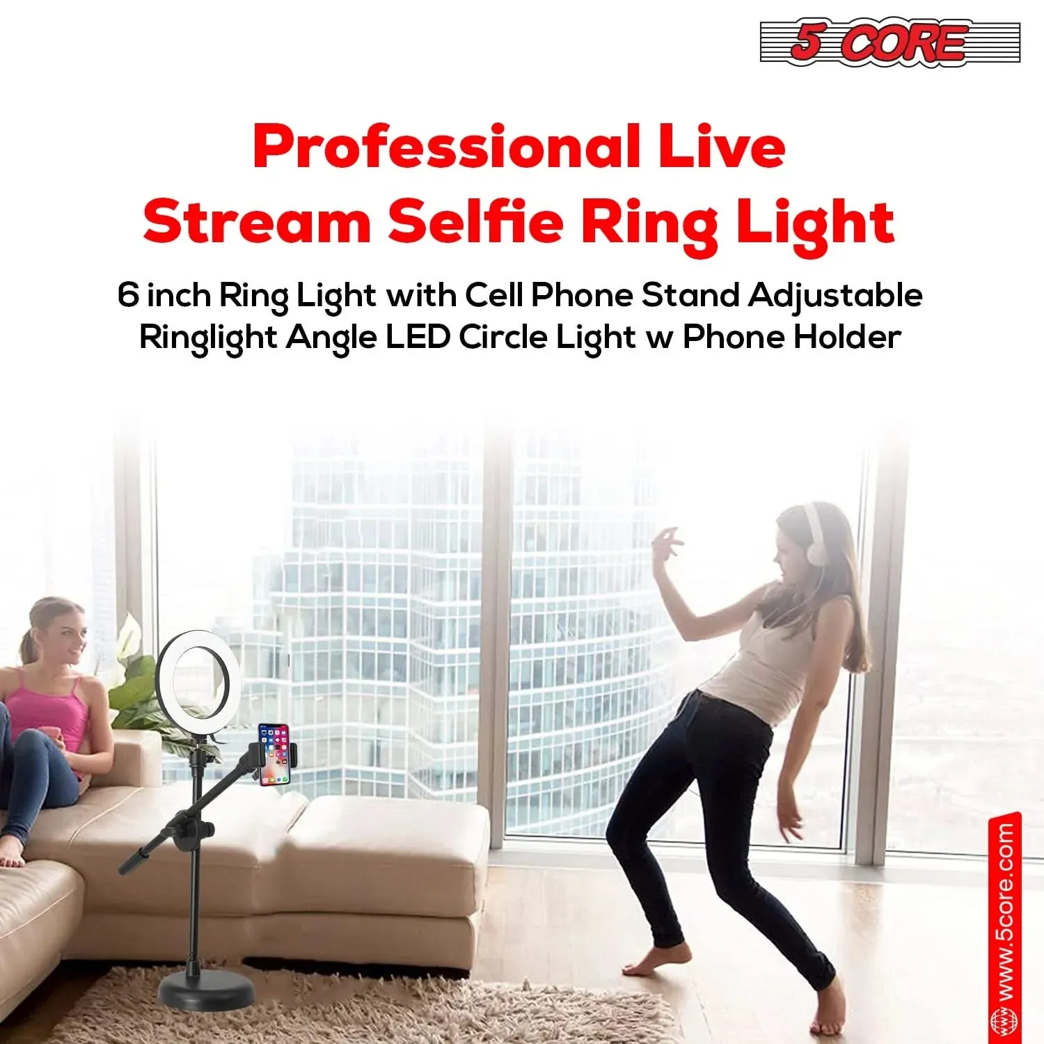 6 Inch Ring Light   Cell Phone Adjustable Stand