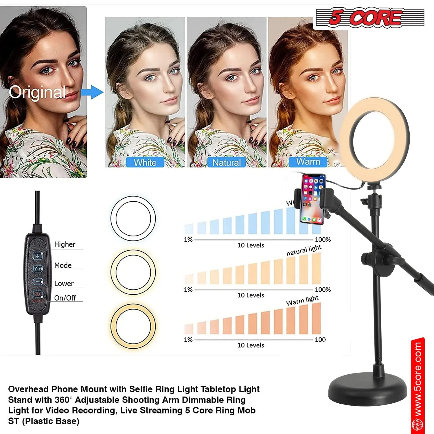 6 Inch Ring Light   Cell Phone Adjustable Stand