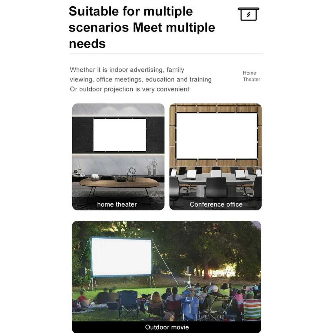 60 Folding Projector Curtain - 4 3 120x90cm Area - Milk Silk Polyester Film