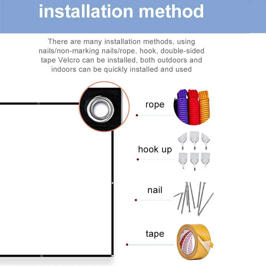 60 Folding Projector Curtain - 4 3 120x90cm Area - Milk Silk Polyester Film