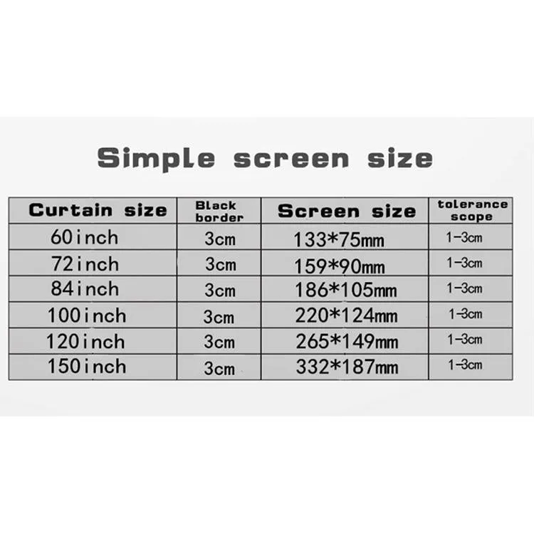 72 4 3 Projector Film Curtain - Thin Foldable Polyester - 146x110cm Projection Area