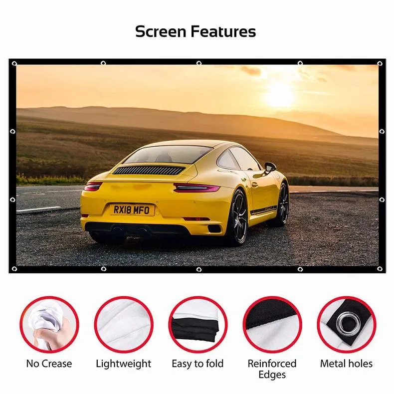 72 4 3 Projector Film Curtain - Thin Foldable Polyester - 146x110cm Projection Area
