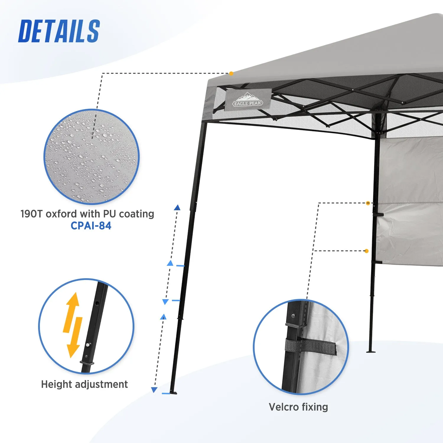 8x8 Pop Up Canopy Tent with Sidewall,8x8 Base 6x6 Top