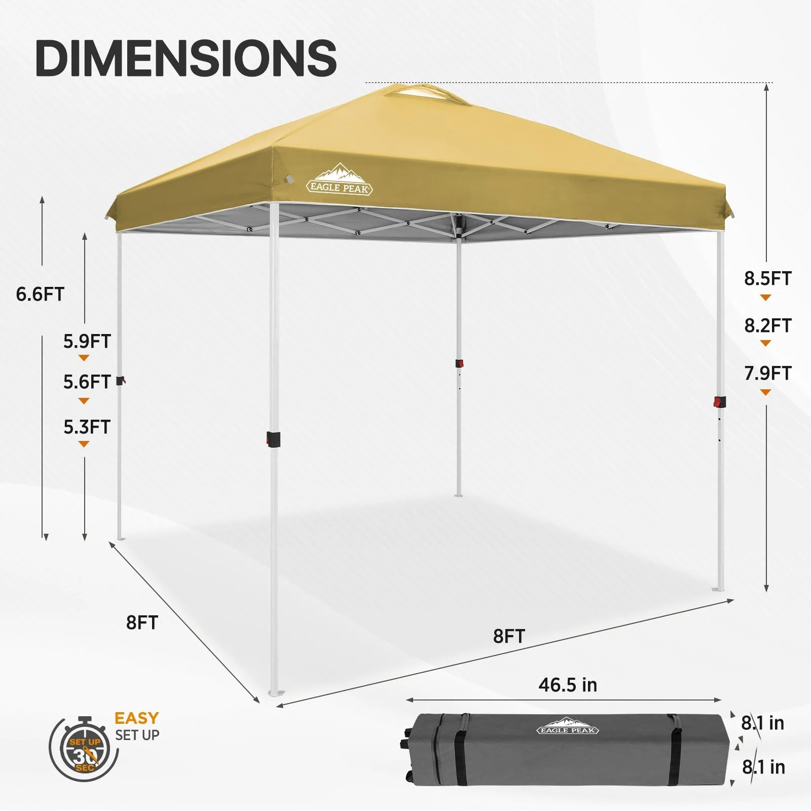 8x8 Pop Up Straight Leg Canopy