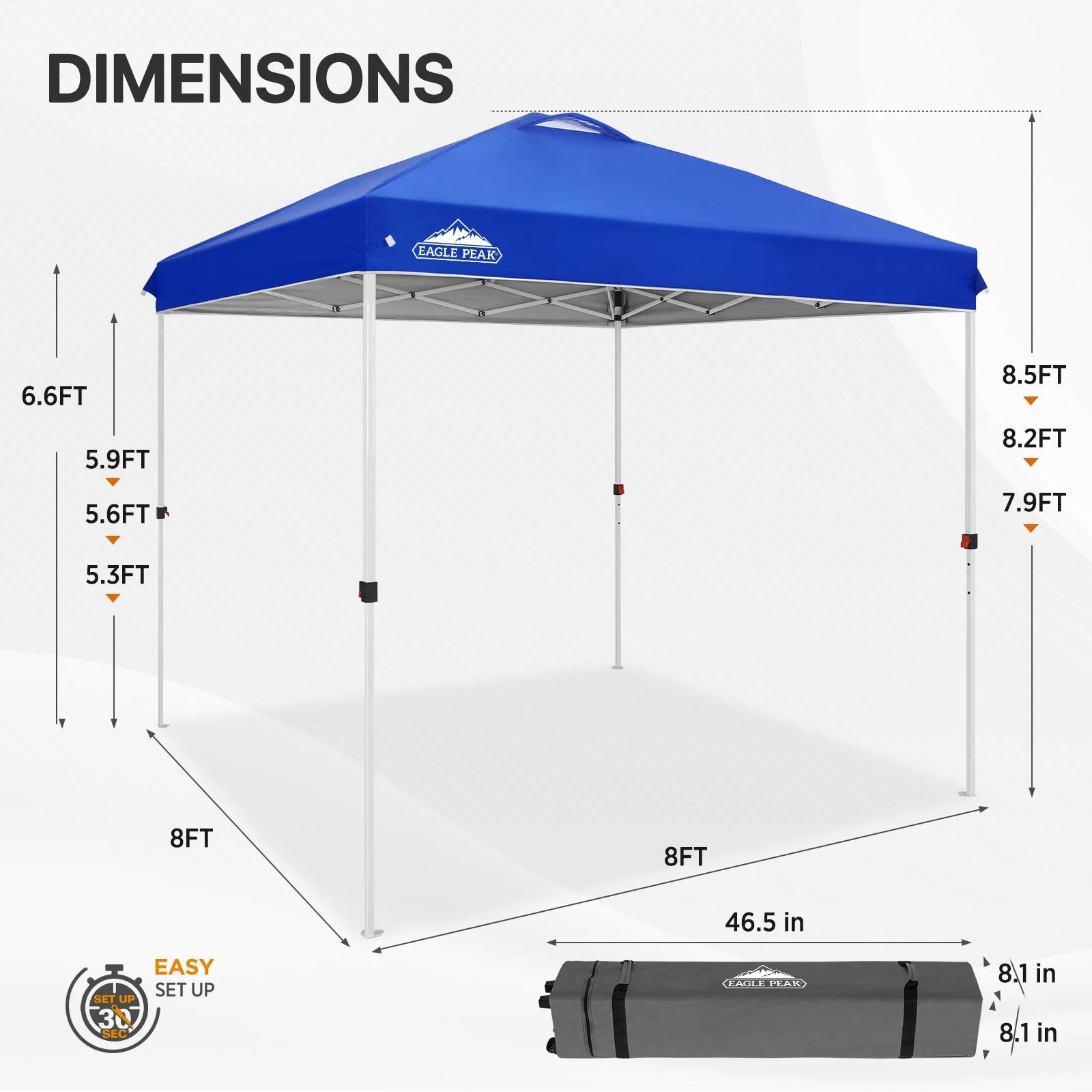 8x8 Pop Up Straight Leg Canopy