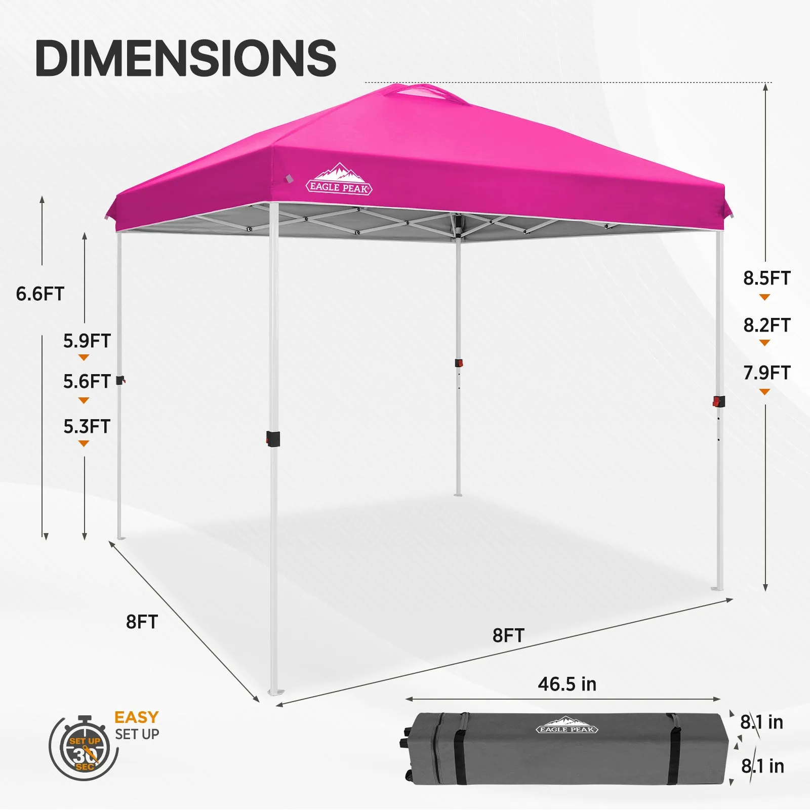 8x8 Pop Up Straight Leg Canopy