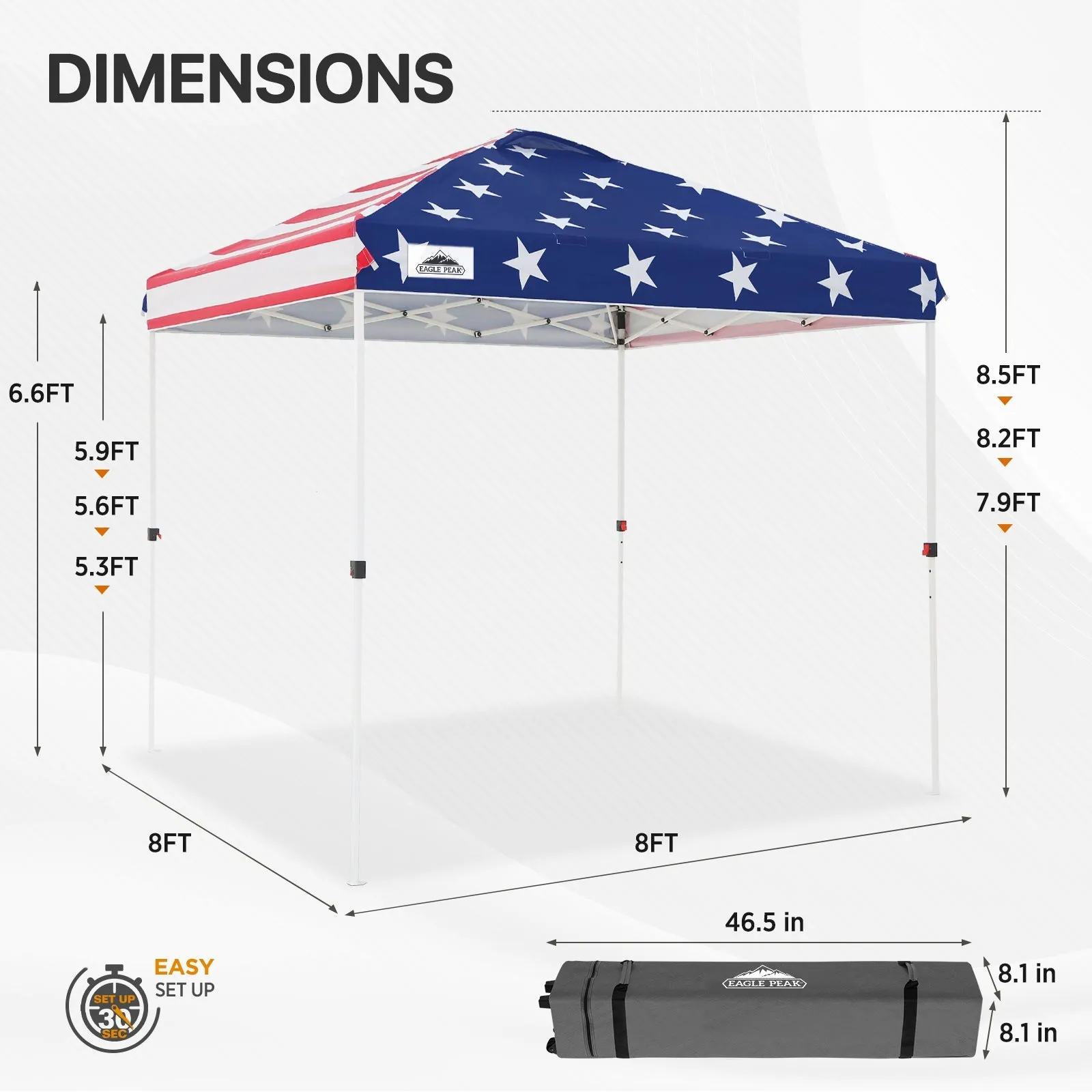8x8 Pop Up Straight Leg Canopy