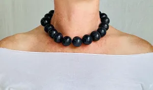 Barro Negro & Silver Necklace. Oaxacan Black Clay. Sterling Silver. 2649