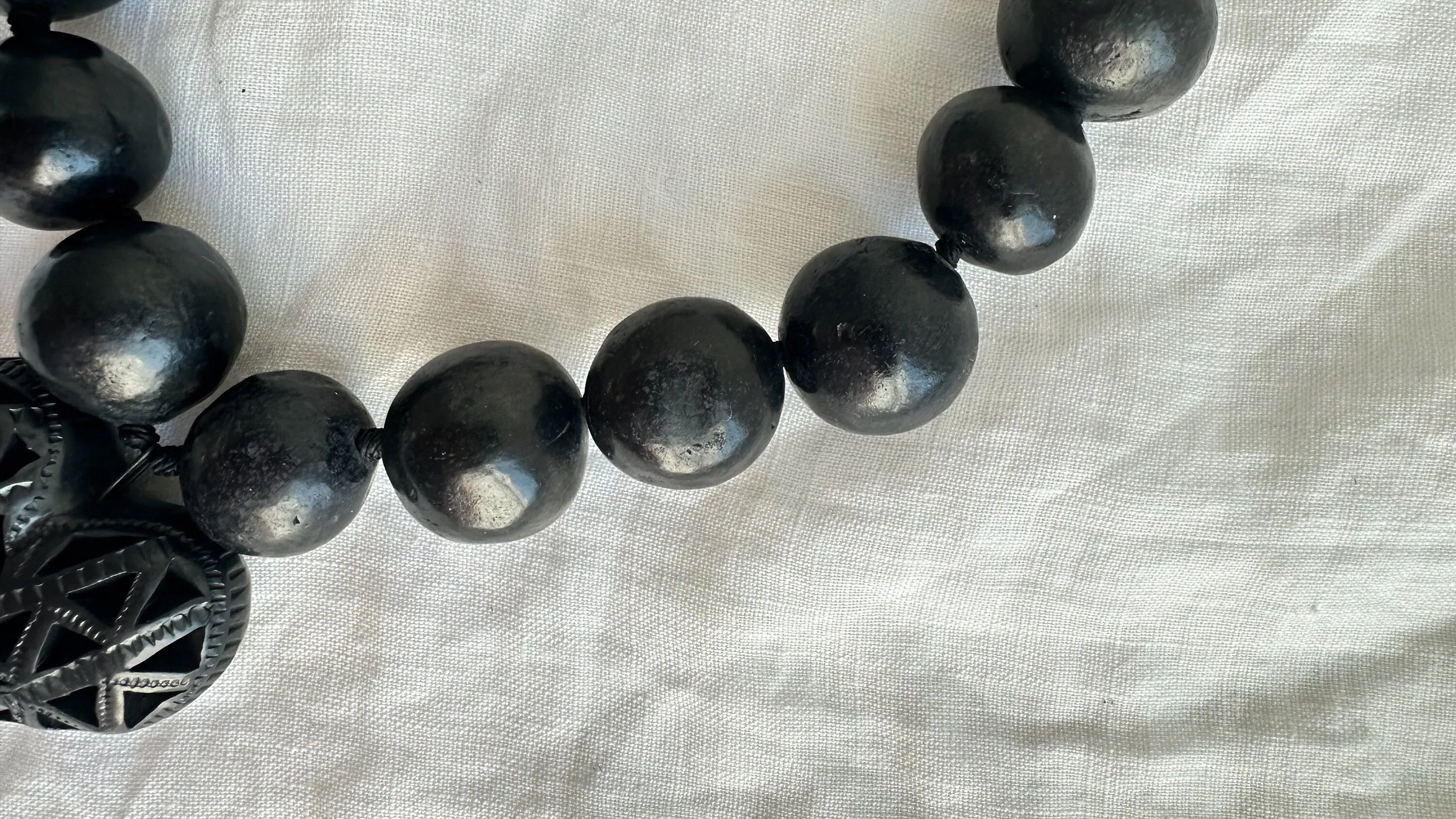 Barro Negro Heart Pendant Necklace. Oaxacan Black Clay. Sterling Silver. 2300