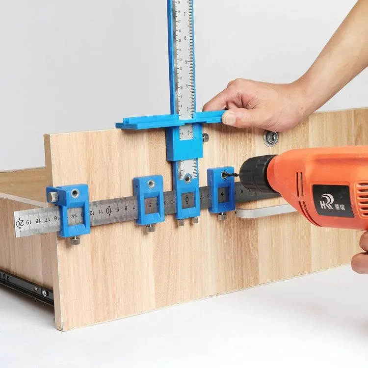 Blue Plastic Cabinet Door Punch Locator for Woodworking