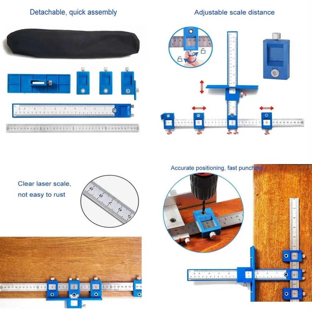 Blue Plastic Cabinet Door Punch Locator for Woodworking