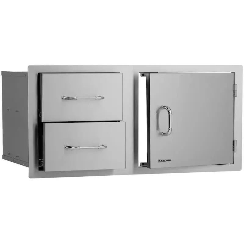 Bull Outdoor Standard Package Angus 30-inch 4 burner Grill with Stainless Steel Door/Drawer Combo, Standard Refrigerator and Cover NG