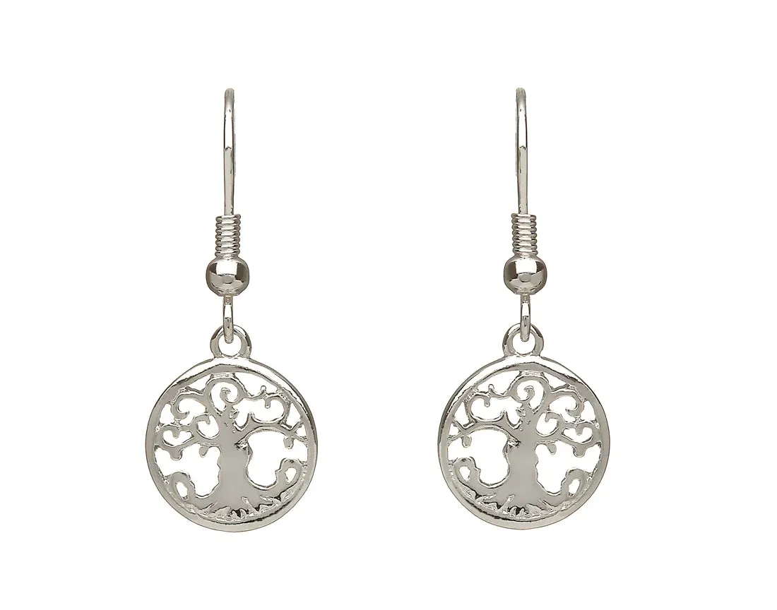 Celtic Tree of Life Silver Plated Drop Earrings by Woods Celtic Jewllery