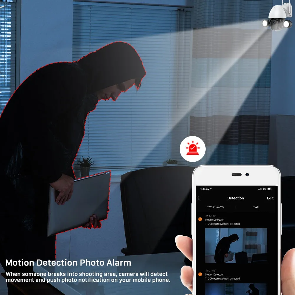 Cloud 3MP Tuya Floodlight WiFi Camera Outdoor 30M Color Night Vision Home Security Camera Auto Tacking Photo Alarm PTZ IP Camera