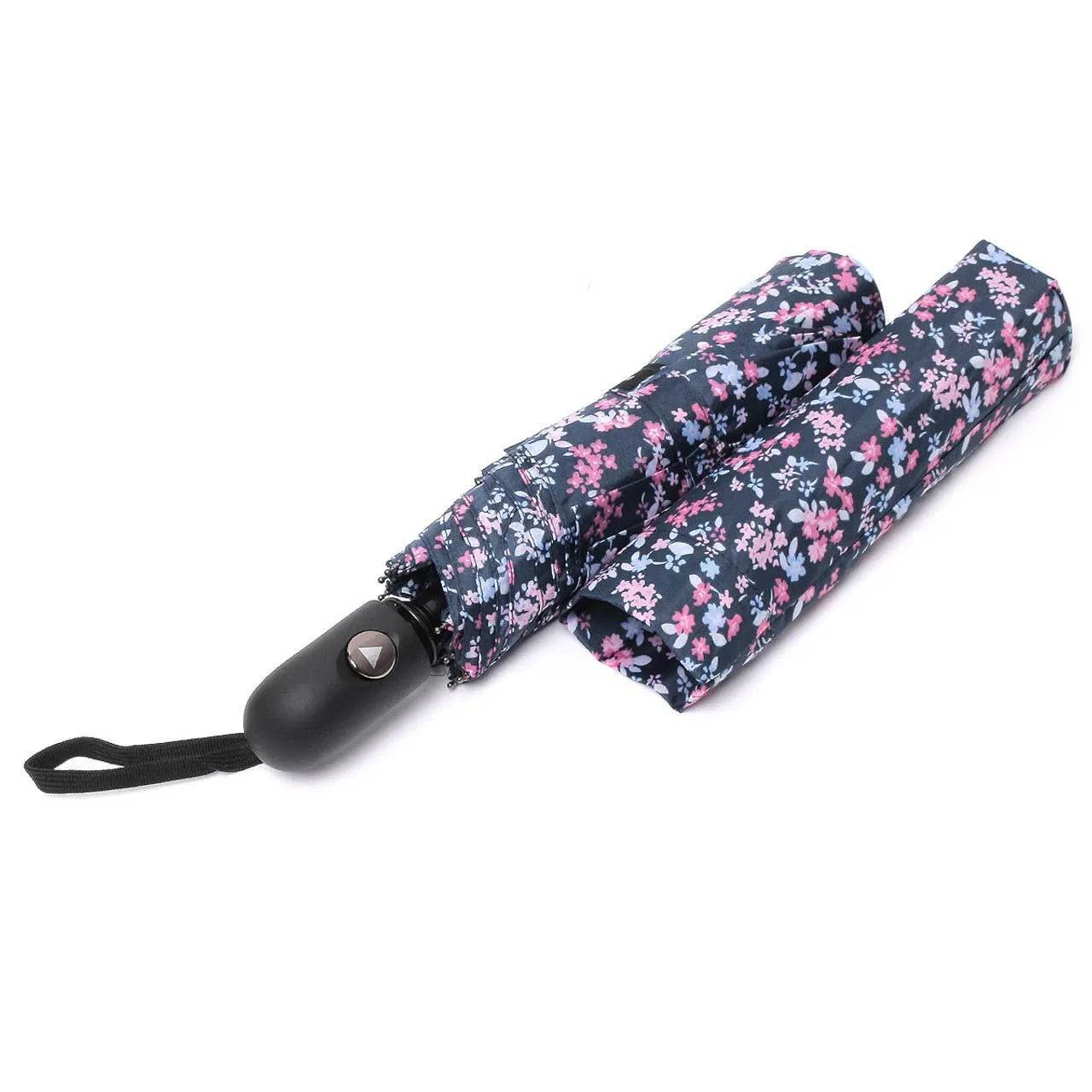 Compact Pink Floral Auto Open Umbrella