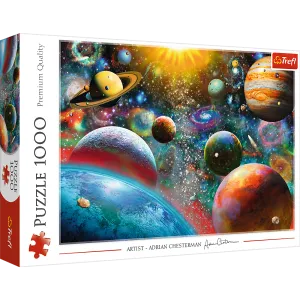Cosmos Solar System Puzzle with Comets, Asteroids and Galaxies