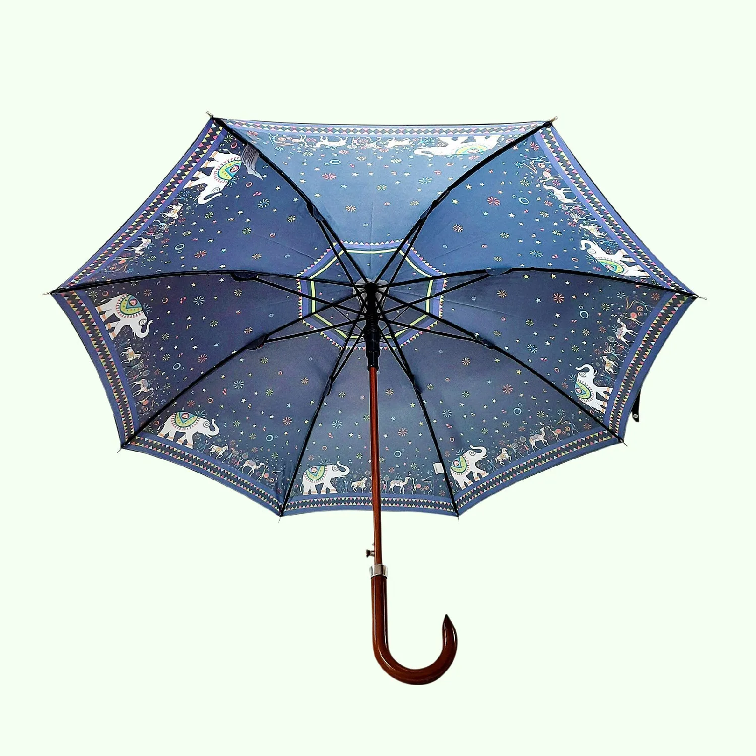 Elephant Procession Digital Printed Umbrella (Straight)