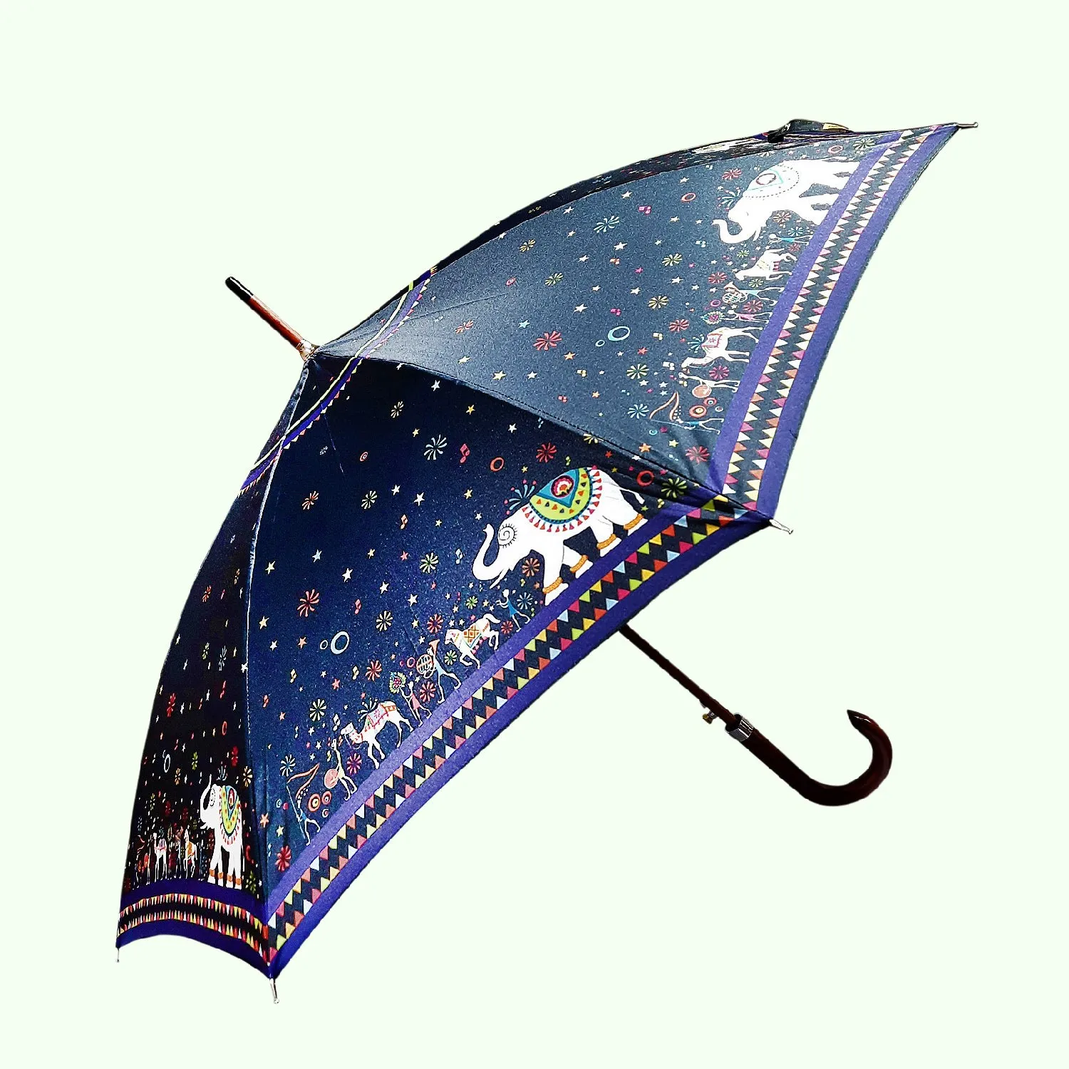 Elephant Procession Digital Printed Umbrella (Straight)