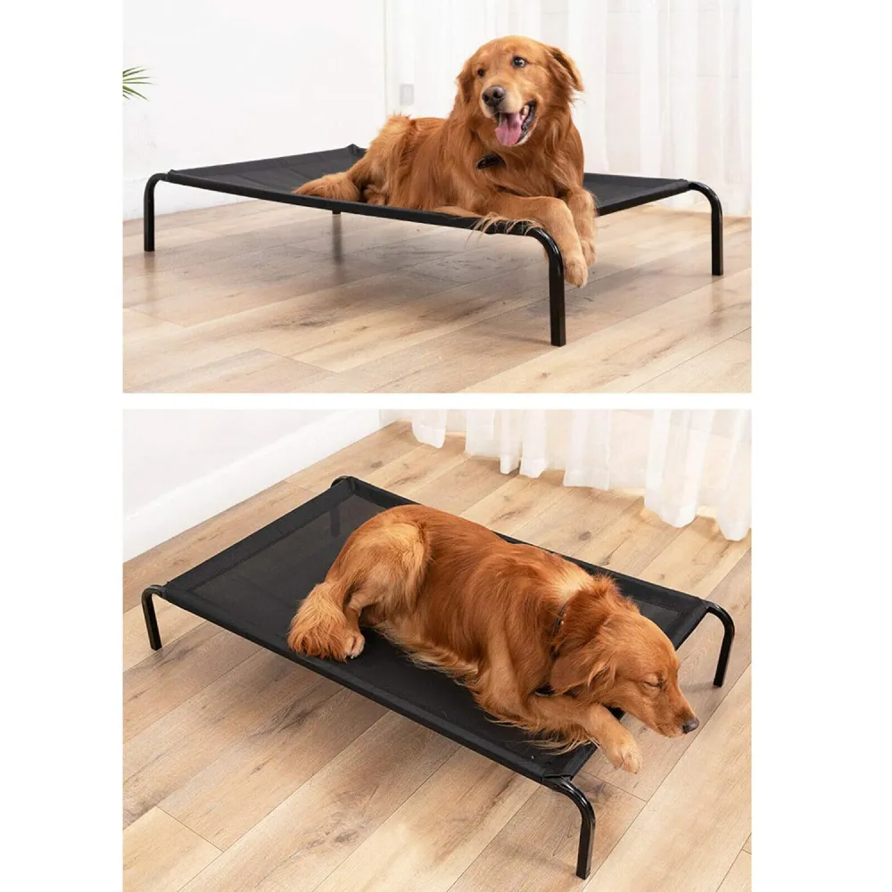 Fluffy's Pawsome Waterproof elevated Sides Camping Bed for Dogs (Black)