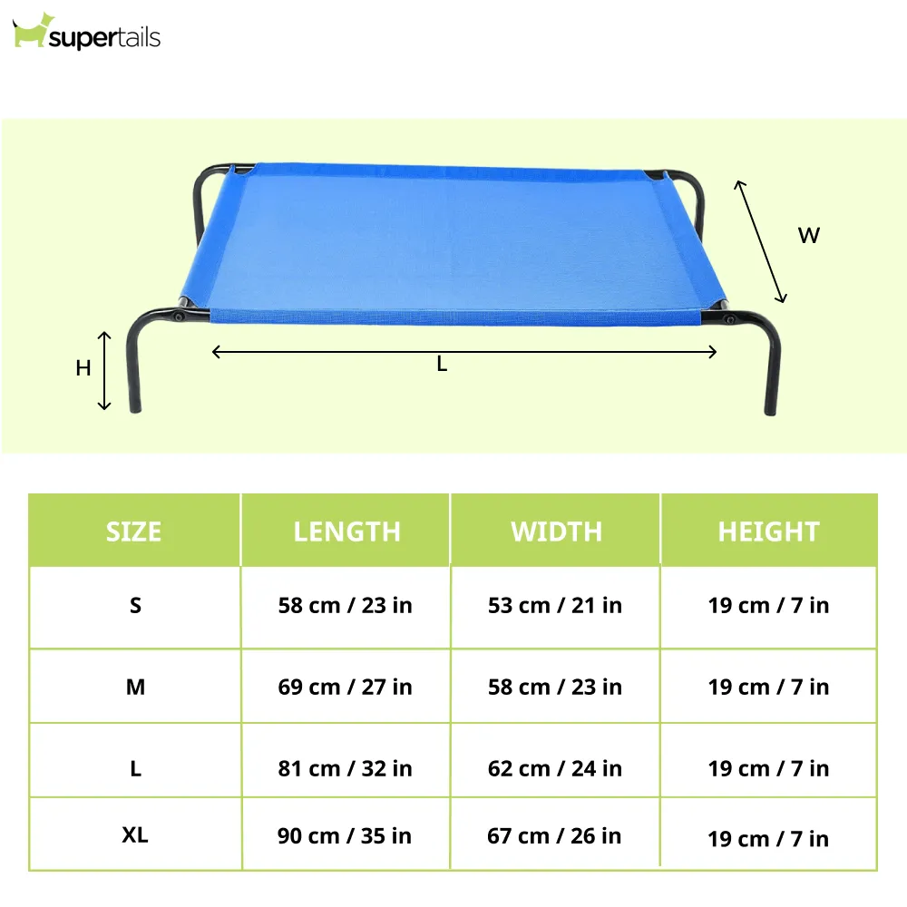 Fluffy's Pawsome Waterproof elevated Sides Camping Bed for Dogs (Blue)