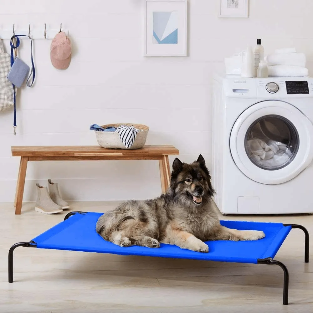 Fluffy's Pawsome Waterproof elevated Sides Camping Bed for Dogs (Blue)