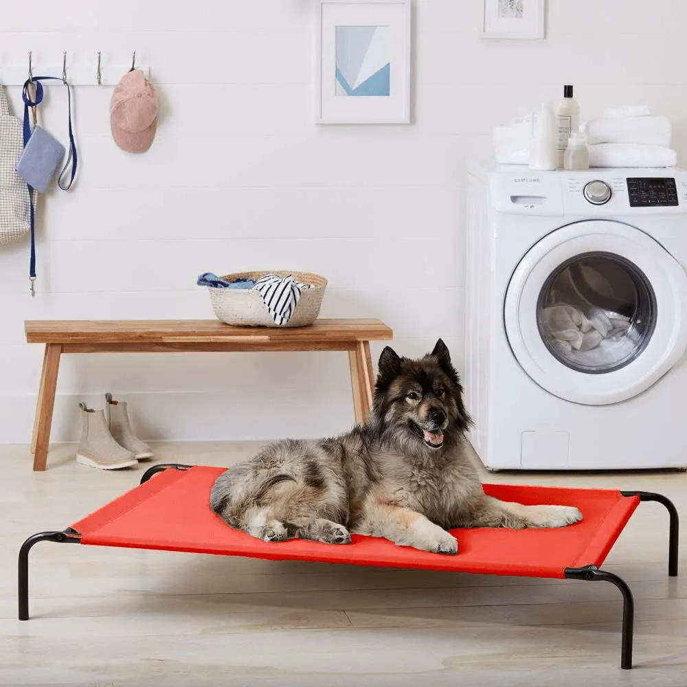 Fluffy's Pawsome Waterproof elevated Sides Camping Bed for Dogs (Red)