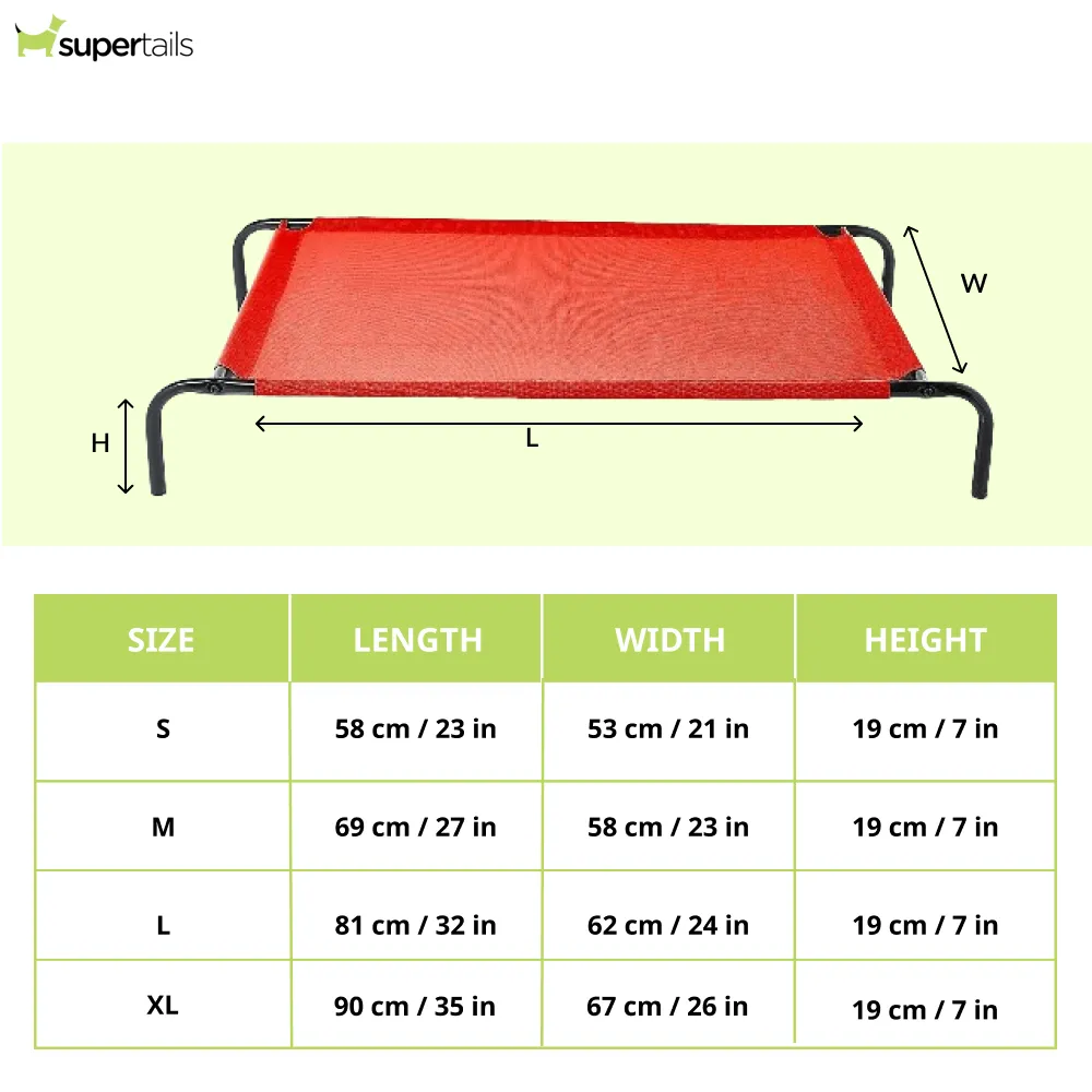Fluffy's Pawsome Waterproof elevated Sides Camping Bed for Dogs (Red)