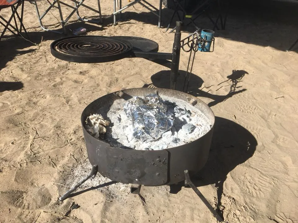 Folding Fire Pit with Swinging Hot Plate, Grill