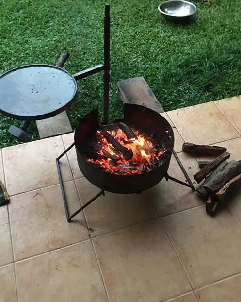 Folding Fire Pit with Swinging Hot Plate, Grill