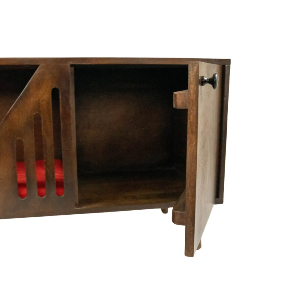 FurryLiving Benji Cabinet with Cushion for Small Dogs and Cats (Dark Brown/ Cream Cushion)