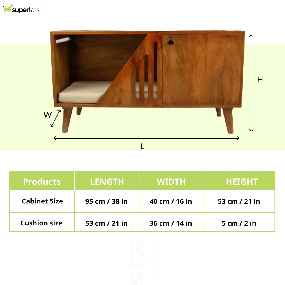 FurryLiving Benji Cabinet with Cushion for Small Dogs and Cats (Honey)