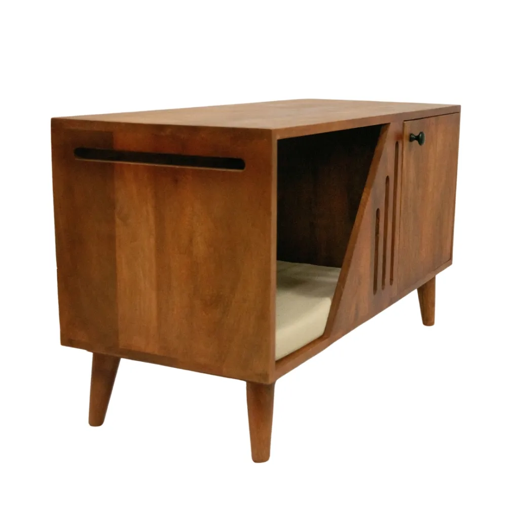FurryLiving Benji Cabinet with Cushion for Small Dogs and Cats (Honey)
