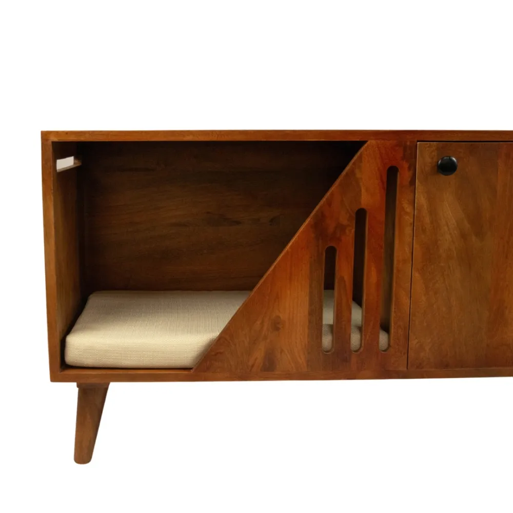 FurryLiving Benji Cabinet with Cushion for Small Dogs and Cats (Honey)