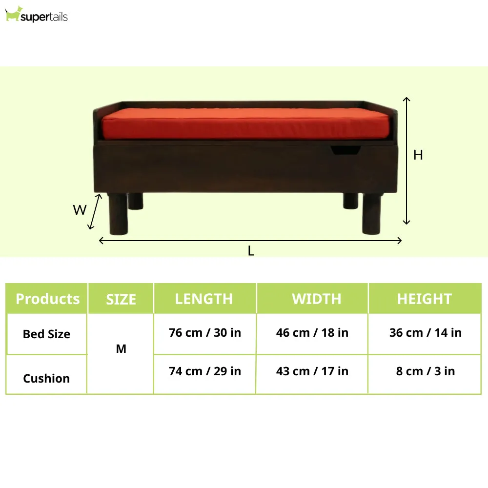 FurryLiving Hibachi Dark Brown Bed with Storage for Dogs (Medium)