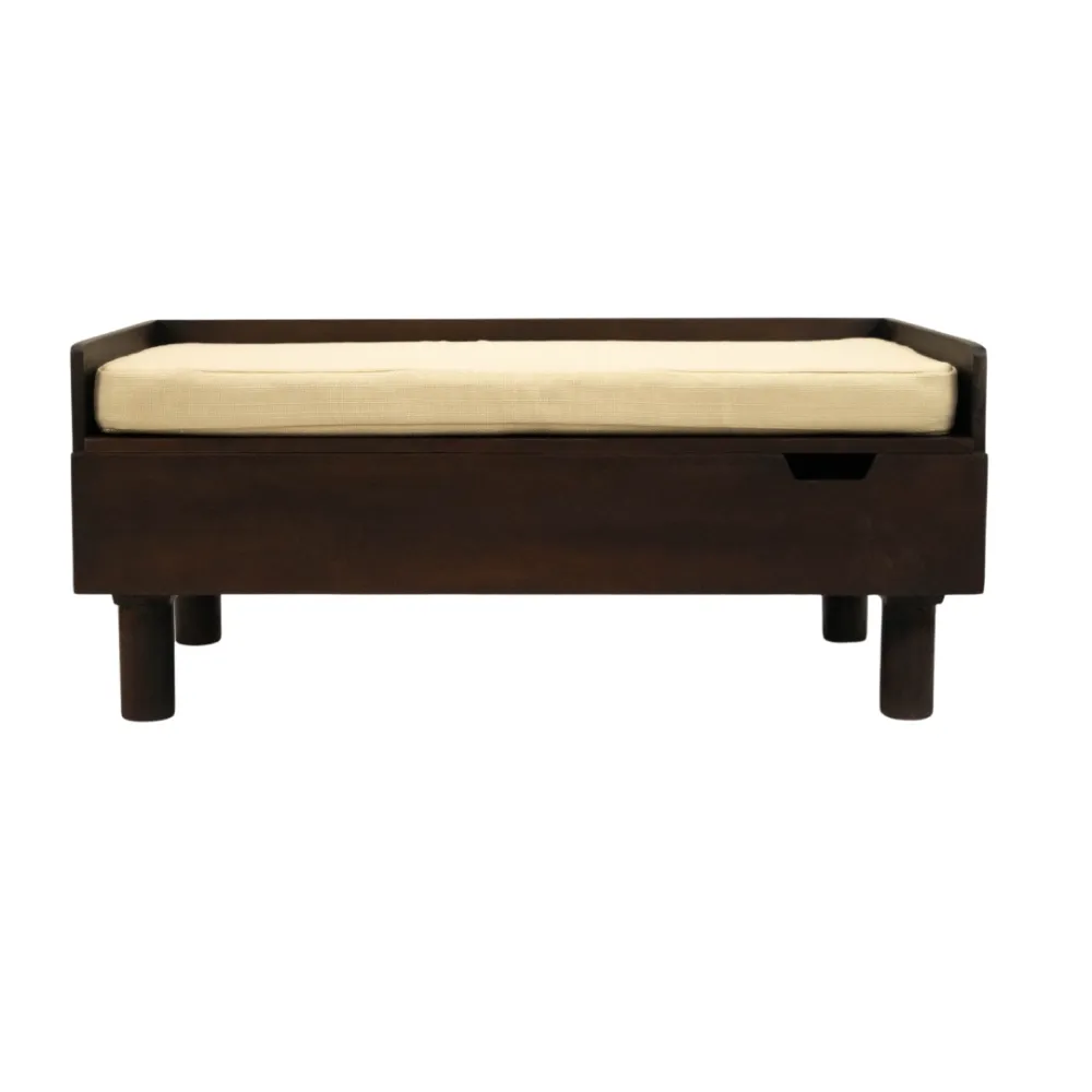 FurryLiving Hibachi Dark Brown Bed with Storage for Dogs (Medium)